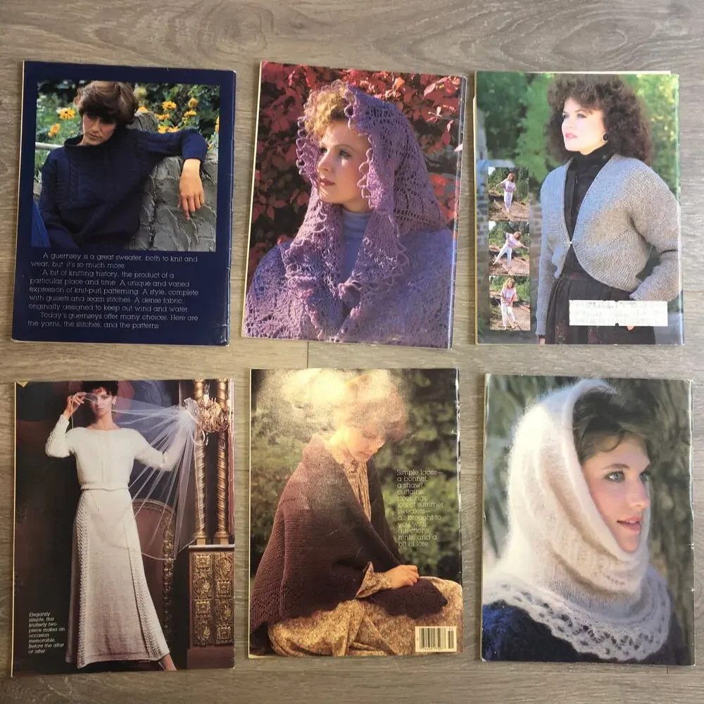 Knitter's Knitting Pattern Magazine LOT OF 6 Sweater Shawl Afghan Handmade 80s